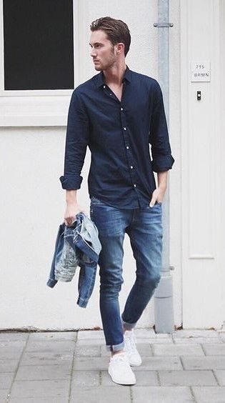 Camisa social calça jeans e deals tenis